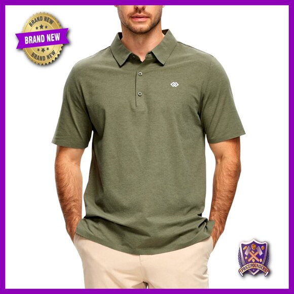 Men's Golf Polo Quick Dry Stretch Shirt Seamless Lightweight Active Wear
